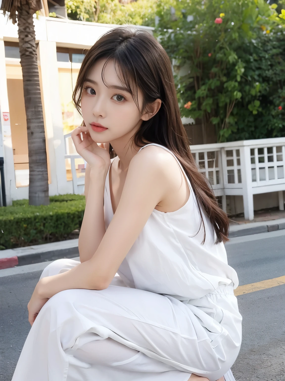 older sister、Beauty、whole body、White clothes
