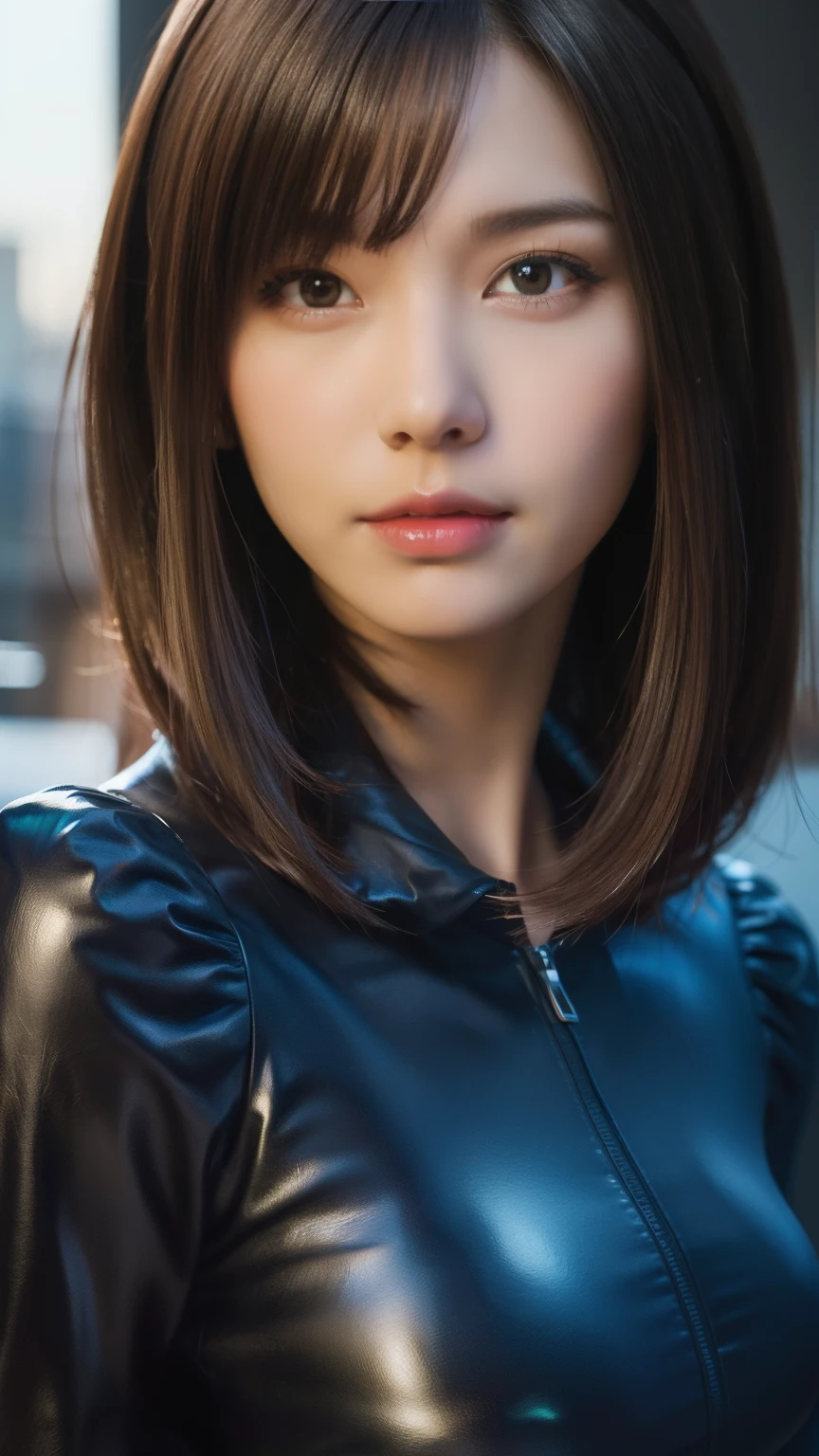 Close-up of woman in black and blue dress, Highly detailed digital art in 4K, 4K Detailed Digital Art, リアルなDigital Art 4K, リアルなDigital Art 4K, Amazing digital illustrations, Beautiful SF girl portrait, SF Woman Portrait, Digital Art 4K, Portrait of a cyberpunk girl, Beautiful cyberpunk girl face, Epic portrait illustration