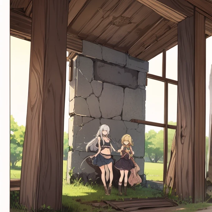3 women in an old and abandoned place and in the middle of the place a large ancient summoner who says to summon hero was like a summoner with 8 pillars around the place is very old and around the summoner there were 3 beautiful girls the place is very old and avia 3 women 