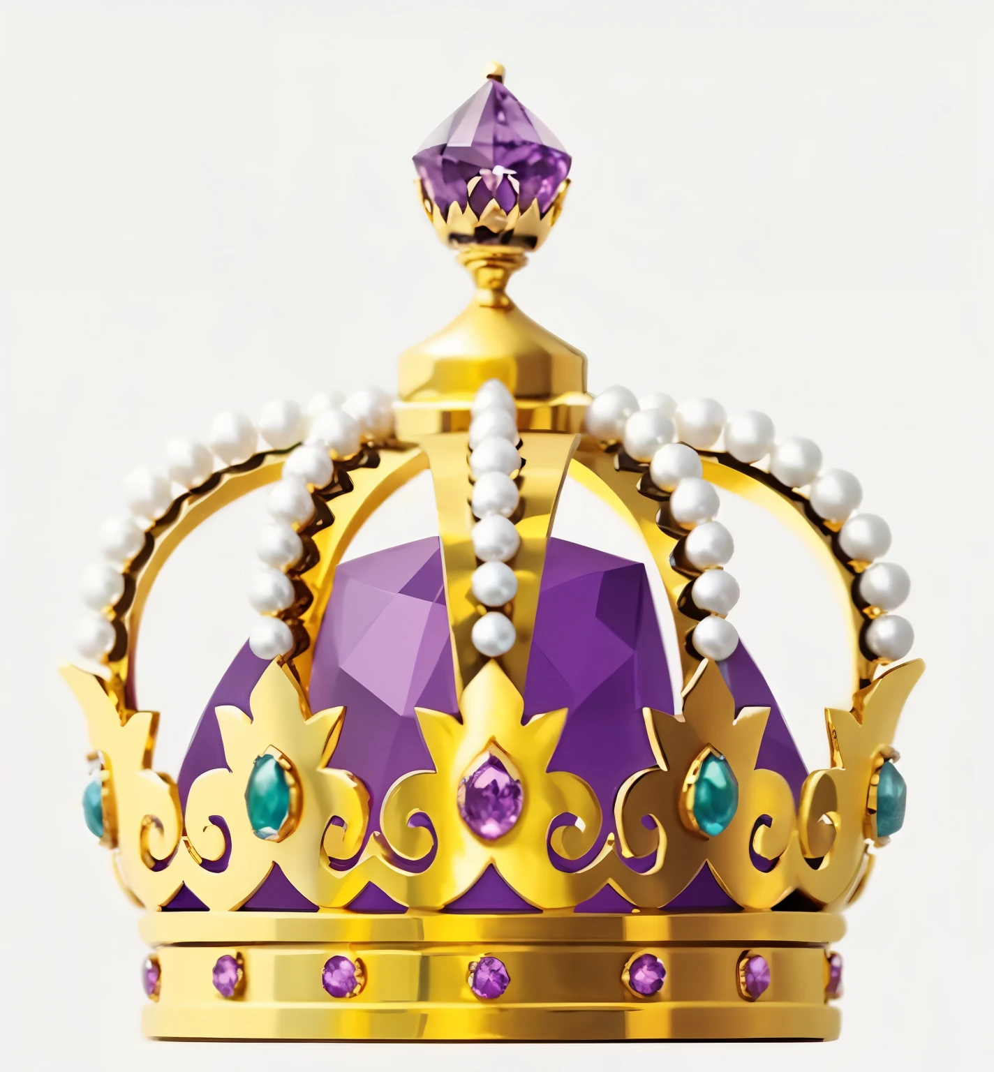Purple crown，Gorgeous gemstone，pearl.Exquisite，luxurious，