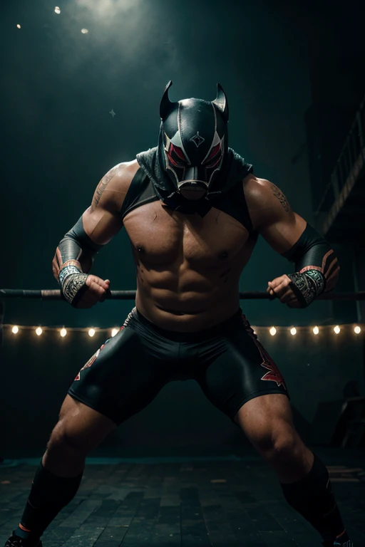 luchador masked manta ray, detailed mexican wrestling mask, intricate patterns, dramatic lighting, cinematic composition, dark and moody atmosphere, intense action pose, dynamic movement, vibrant colors, gritty texture, realistic digital art, masterpiece, hyper detailed, 8k, photorealistic