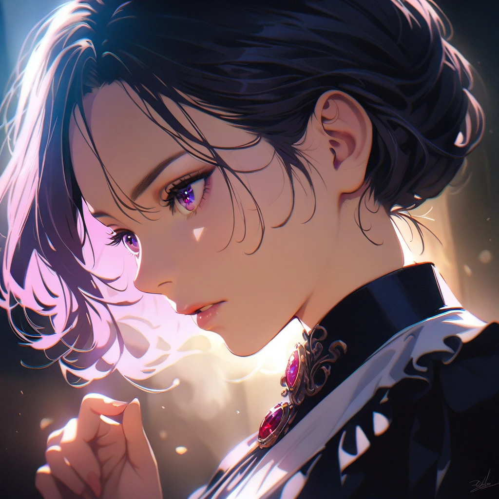 1girl, solo, studio lighting, hyper detailed, vivid colors, dramatic lighting, intricate details, elegant, dynamic pose, moody atmosphere, photorealistic, 8k, masterpiece, cinematic, atmospheric, chiaroscuro, mesmerizing eyes, delicate features, regal, ethereal, serene