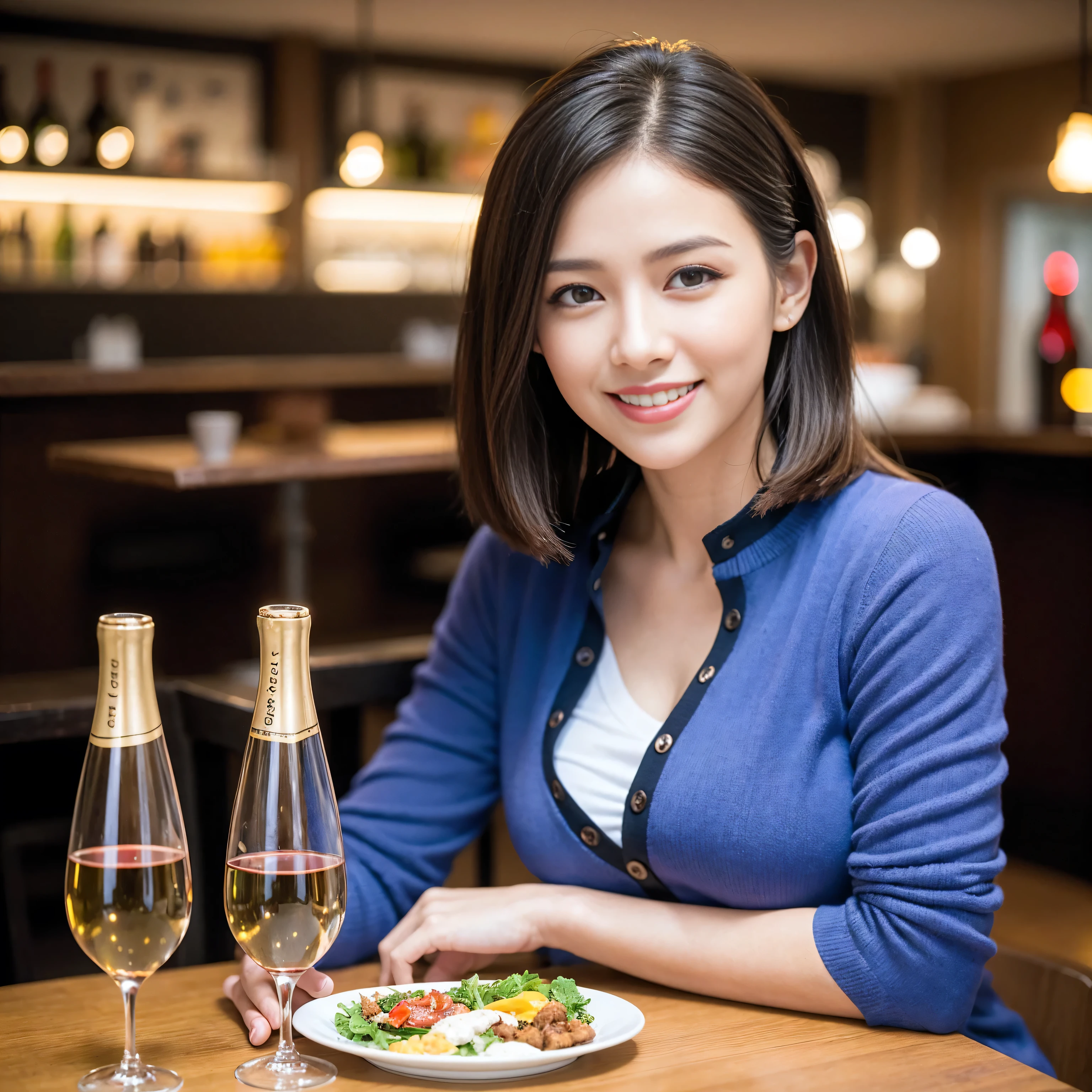 ((highest quality、8k、masterpiece:1.3))、1 male、1 female、Satomi Ishihara-like beautiful couple、Spouse、Couple、The body is slim、((Bob Hale、Straight hair:1.2)), (Realistic, Intricate details:1.2), Wine glass on the table、Shine light on your face、 Amazing view of the sunset sky and clouds、Amazing mountain views、A bright smile、The wonderfulness of smile、Bright image、The beauty of wine, Beautiful Face, blue eyes, The light shines on your face, Blushing, short hair,Bright Face、 (Age 37), 41 years old, red wine 、Appetizers、Italian food、Wine bottle、Champagne、sparkling wine、Two beauties、Brown Hair、Shortcuts、Long sleeve shirt、dress、Pretty Woman 1, (Slim face), (The body is slim), (Brown Hair), (Shortcuts), cheeks turn a little red,Attractive beauty、restaurant, In a prominent place (From the waist up) Nova Frog Style, actress, model, Upper Body, White wine, slim, wine glass, A wine glass placed in the center, smile, (smile: 1.15), Beautiful fine grain, Depth f/2,saturation, High Contrast, Strong light and shadow,Moist Body:1.5、3D texture、Delicate eyes、Brown Hair、The hair is very shiny、