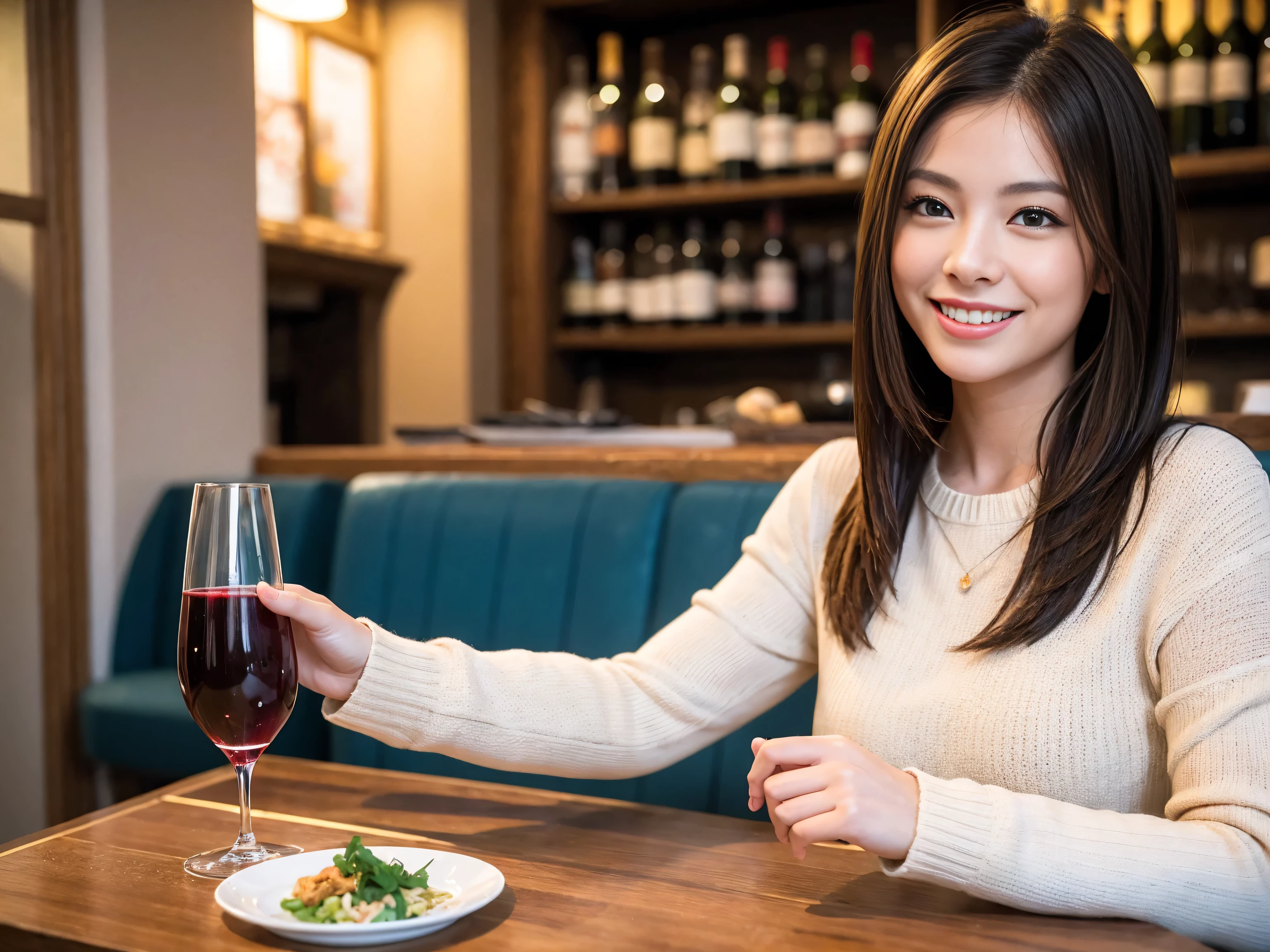((highest quality、8k、masterpiece:1.3))、1 male、1 female、Satomi Ishihara lookalike couple、Spouse、Brown Hair Couple、The body is slim、((Bob Hale、Straight hair:1.2)), (Realistic, Intricate details:1.2), Wine glass on the table、Shine light on your face、 Amazing view of the sunset sky and clouds、Amazing mountain views、A bright smile、The wonderfulness of smile、Bright image、The beauty of wine, Beautiful Face, blue eyes, The light shines on your face, Blushing, short hair,Bright Face、 (Age 42), 39 years old, red wine 、Appetizers、Italian food、Wine bottle、Champagne、sparkling wine、Two beauties、Brown Hair、Shortcuts、Long sleeve shirt、dress、Pretty Woman 1, (Slim face), (The body is slim), (Brown Hair), (Shortcuts), cheeks turn a little red,Attractive beauty、restaurant, In a prominent place (From the waist up) Nova Frog Style, actress, model, Upper Body, White wine, slim, wine glass, A wine glass placed in the center, smile, (smile: 1.15), Beautiful fine grain, Depth f/2,saturation, High Contrast, Strong light and shadow,Moist Body:1.5、3D texture、Delicate eyes、Brown Hair、The hair is very shiny、