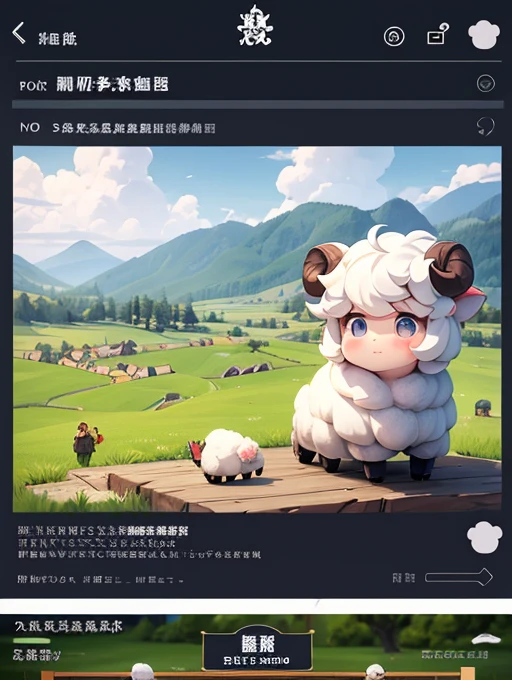 一群sheep在田野上的特寫,Screenshot inspired by Christoph Ludwig Agricola、pixiv、mingei、sheep、game screen、mobile game、電子sheep、strategy game、mobile game風格、Game UI、sheep放牧、Villagers busy farming、Gameplay、Game interface、夢見電子sheep、grassland、像棉花糖一樣的彩虹sheep