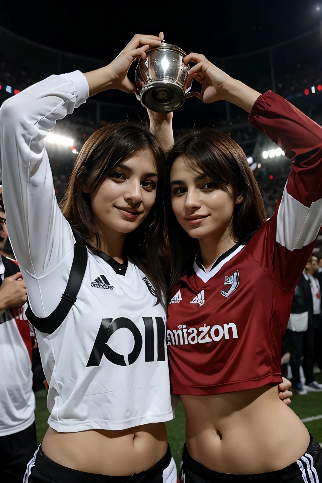 Lovers wearing Beşiktaş jerseys celebrate the championship cup