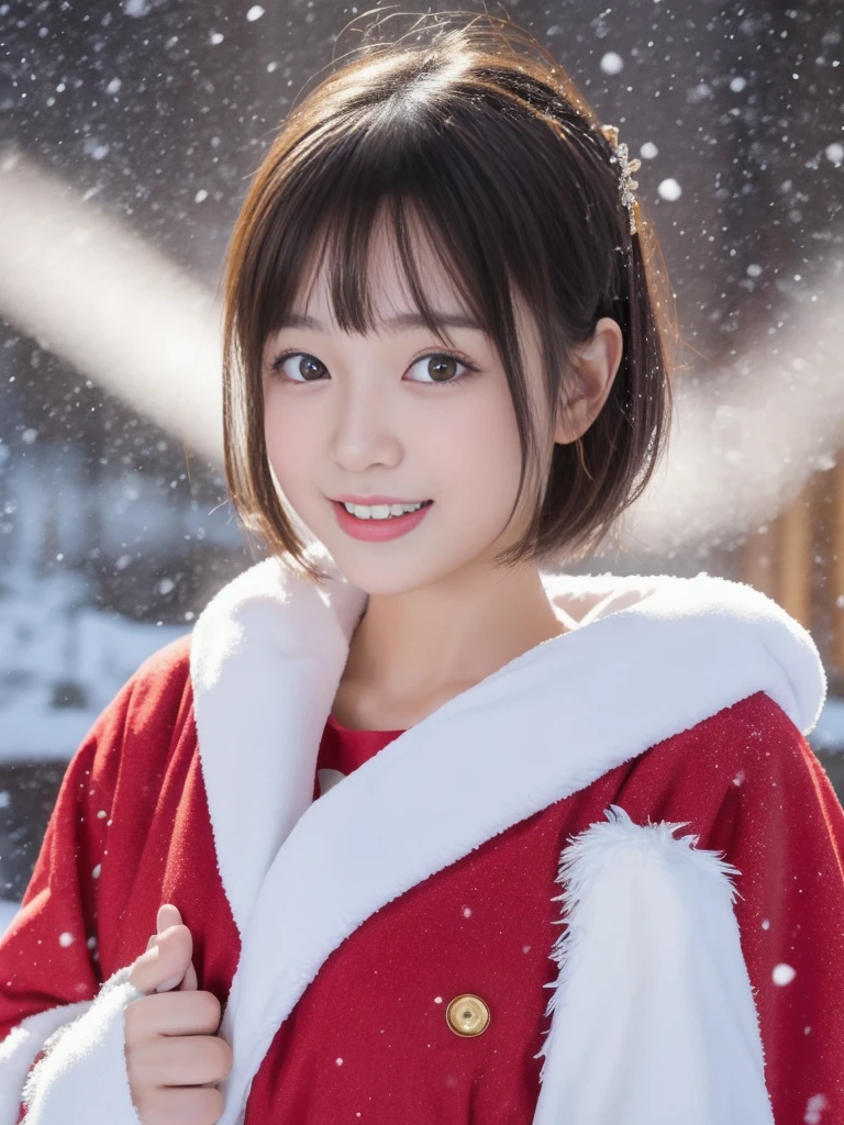 A Cute Baby Face Japanese girl in Santa Claus clothes, symmetry,slender figure, ultra short hair, ultra big smile, (Orgzum:2.0),(Masturbation:1.25),ecstatic expression, beautiful detailed eyes and lips, extremely detailed face, natural makeup, best quality, 4k, 8k, highres, masterpiece, ultra-detailed, realistic, photorealistic, photo-realistic, professional, vivid colors, studio lighting, snowing town