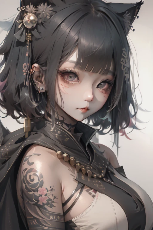 a close up of a woman with a tattoo on her chest, ruan cute vtuber, korean girl, very beautiful cute catgirl, cutecore, beautiful south korean woman, seductive anime girl, beautiful asian girl, of taiwanese girl with tattoos, trending at cgstation, gorgeous young korean woman, girl cute-fine-face, chinese girl