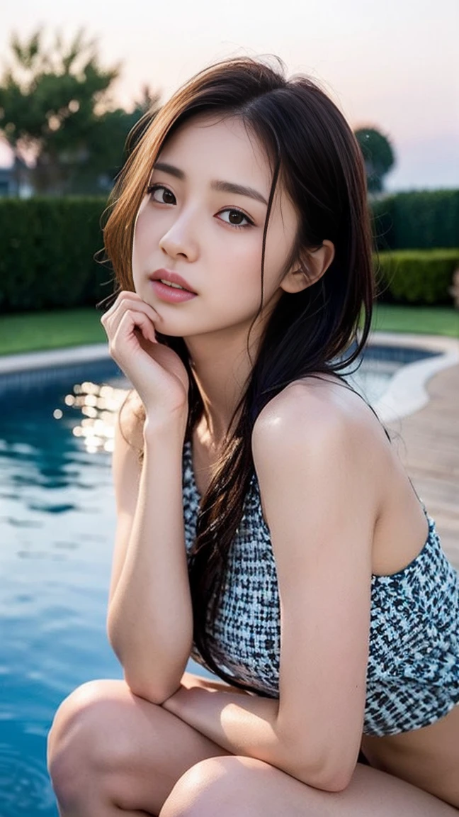 Dark brown hair、Light brown eyes、Japanese actress、 Lady、1 female、I am about 40 years old...、(Intricate details:1.2)、(Which is the top?????:1.4)、 (Ultra-high resolution:1.2)、Ultra-high resolution、(Finely tuned)、(Detailed facial features)、Hmph、8K resolution、D cup size breasts、Long Hair、Jacuzzi on the terrace、Enter the jacuzzi、Wet Skin、Soaking wet hair、Wet shoulders、Wet bust、moonlight、リゾート感たっぷりのNight view写真、Head to toe shot、Blackpink Jenny、Beautiful feet、she, Fashion Hub, Very detailed, Very detailed, Realistic, Hourglass Shaped Body, Obscene pose、Please lift your chin a little、Open your mouth a little、Relax Pose、Are crying、Deep sorrow、、Get out of the water、I see you the moment I step out of the jacuzzi、Round Jacuzzi、Get out of the water体、Night view、