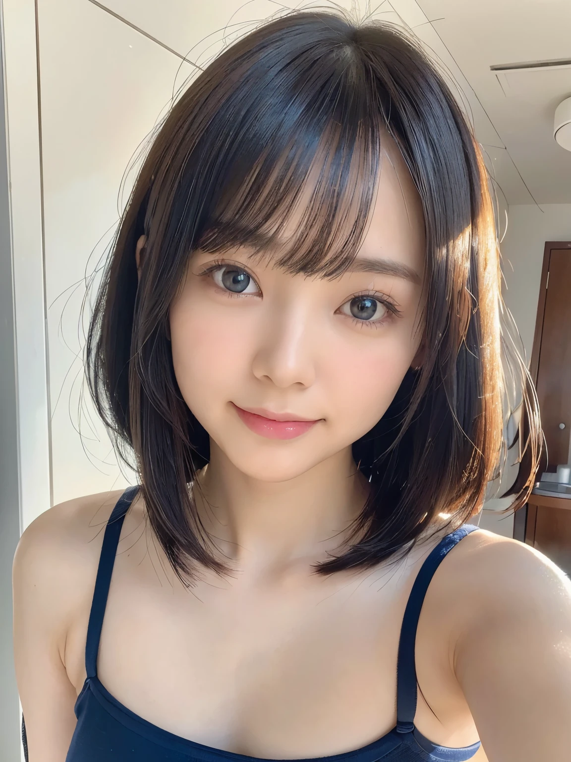 (8k, masterpiece, RAW photo, highest quality: 1.4),(photorealistic: 1.2),(extremely detailed face),(shiny skin),(detailed skin),(detailed face),(very beautiful face),1 girl,looking at viewer,Japanese idol (actress),brown hair,medium hair,straight hair,asymmetrical bangs,smiling,micro bikini,thong panties,,beach,full back shot,butt up,natural light, (highest quality:1.5), (Real:1.5), (1 person:1.5), (Very detailed), (High resolution), 8k, (Slightly small breasts), Natural color lip, Cute smile, Japanese women, 20 year old girl, (Perfect and beautiful face), (Big eyes), (Beautiful and Cute face), (Beautiful balanced eyes), Beautiful double eyelids, Perfect and beautiful face, Thin arched eyebrows, Slim face, (slim body), beautiful thin nose, beautiful skin, (medium bob hair), natural bangs, fair skin, (with a cute expression), (bright lighting), lighting from the front, (lighting the face), dark blue eyes, slim waistline,