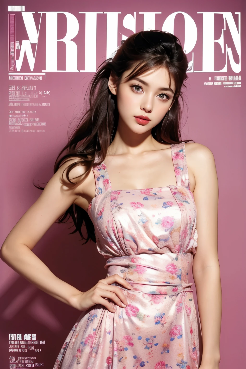 Beautiful woman in a 90s retro dress, Fashion Magazines,