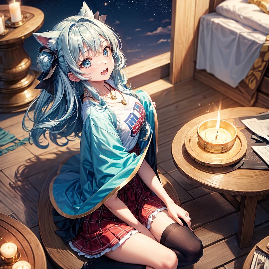 Close-up of face,Young Girl,Young,Lying with my whole body spread out on the soft bed,Laying my head on the pillow,Sleeping with the left side facing down,Sleeping with both eyes closed,So close you can hear me breathing,One person,Fireworks Night, Yukata,A strand of red mesh in silver hair, A huge fireworks falling from the sky, visible from both windows behind me,Cat ear girl, delicate design, Bright colors, detailed character design, Soft light and shadow, Cat's Tail, Cat print yukata, Fireworks in the night sky, Face illuminated by light, Characters stand out, The background is blurred, The focus is on the characters, Sharp details, Dim light at night,Dimly lit room