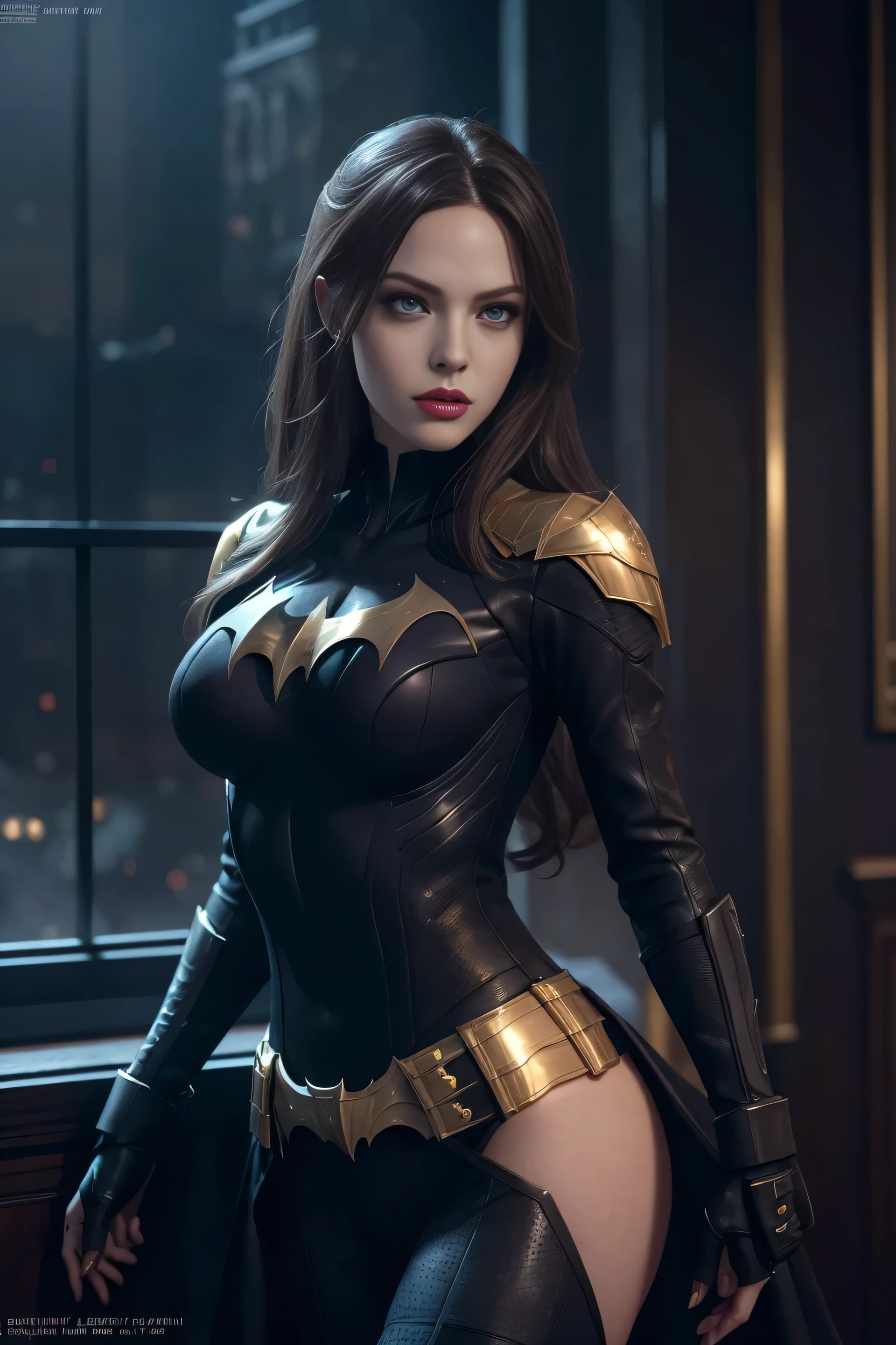 wearingelegant sexy batgirl uniform, character portrait, 4 9 9 0 s, long hair, intricate, elegant, highly detailed, digital painting, artstation, concept art, smooth, sharp focus, illustration, art by wlop, charlie bowater and alexandra fomina
