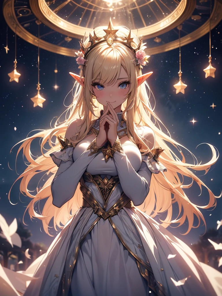 最high quality、1 woman elf 、Praying、Pray with hands together、NP: Worst quality ,Flower fractal art Beautiful shot, radiance,High-definition depiction, Realistic, 8k, Unity, Wide Shot, light smile, Beautifully and vividly drawn, , Beautiful, beautiful, clear skin、sexy see-through bodystocking,Countless rays of light pouring down, Swirling Light, big background, Raise one arm above your head, Intense light is emitted from the magic circle in front of the girl.
Romanticism,Cowboy Shot: The most beautiful form of chaos, Mr..々color, Intertwined flowers, Particle,magical gentle light,smile,sexy,image quality、masterpiece、Beautiful Face、Super beautiful elf woman((Big breasted 22 year old office lady、、Bust 90,Beautiful long ironed hair 、Blonde hair,height: 165cm。、sexy、Esbian、、high quality、、background((Star Narski)))、Starry Sky、Visual art、Written boundary depth、、Elf Ears、、universe、Happy smile、Gentle light、Elf forest、elegant、ticker beautiful decorative、、magic、forest、Beautiful tiara、Beautiful bed、Beautiful Landscape、A kind smile、wonderful、Fluttering petals、Dance happily、、Cultivate fantasy、、Mystery light Lots of flowers、、art、forest, palace, cat,art,mystery,Ultra-high resolution,atmosphere