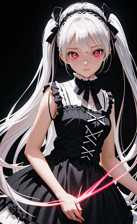 (Photorealistic:1.4)、asuna,(masterpiece、lens flare:1.5、spot light:1.2、Exquisite beautiful eyeonochrome:1.5,portlate、)(),()
、Cute Face、 3D Face、(pearl white hair:1.5、Straight Hair)、(twintails),(1 Girl)、(Red eyes:1.2)、(cowboy shot)、(dark persona:1.6),()、 (Cute face:1.2),(small breasts),(),kind face,(white lace frilled gothic lolita),(black background:1.5)、(glowing eyes:1.3)、()、 Neat and clean、Adorable、Slim Body(Tareme:1.5),Shiny Hair、(Glowing pink Skin)、Nijisketch,Manga,zydG