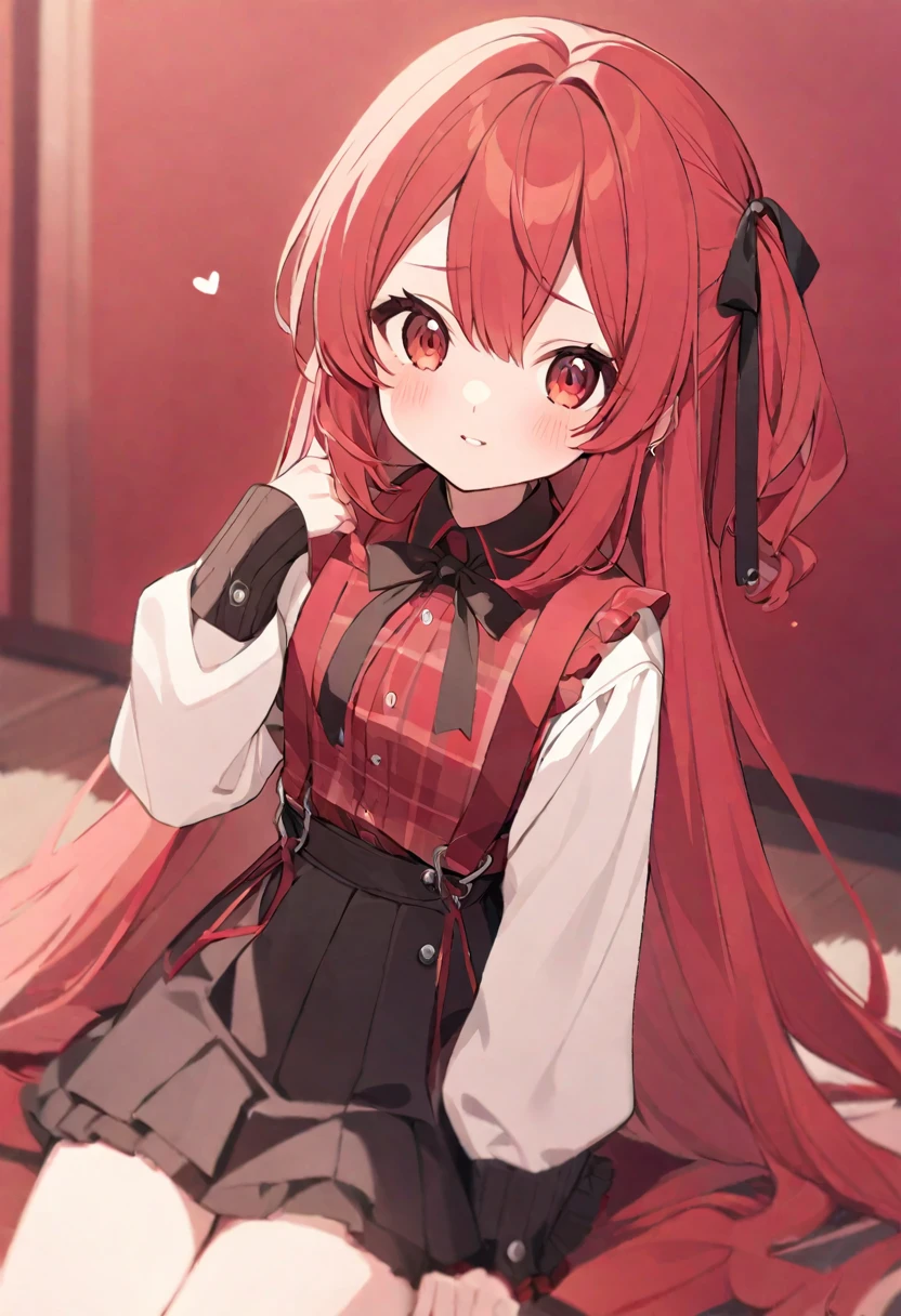 cute, , red long hair, outfit random, cute look