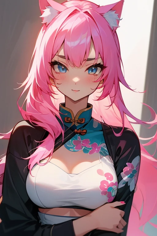 Close-up of woman with tattoo on chest,Ruan cute vtuber,korean girl,Very beautiful and cute cat girl,cutecore,Beautiful Korean woman,seductive anime girl,Beautiful asian girl,Taiwanese girl with tattoos,Popular on cgstation,Gorgeous young Korean woman,girl cute slender face,Chinese girl hair pink pink hair decorated with a little blue