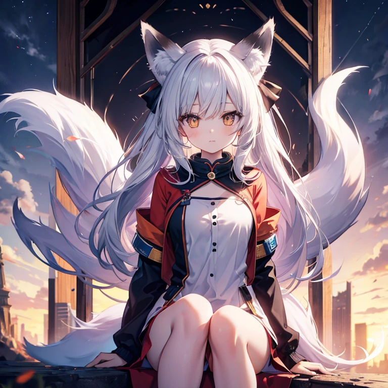 Fox Girl, Fox&#39;s Tail, Nine-Tailed Fox,Fox Ears, Black colored hair, Fox Makeup, Kimono with open chest, kimono, Nice body, Avatar, face, Open chest, lewd face, Dominant representation, naughty face,Big Breasts,Emphasize cleavage,Show bare skin