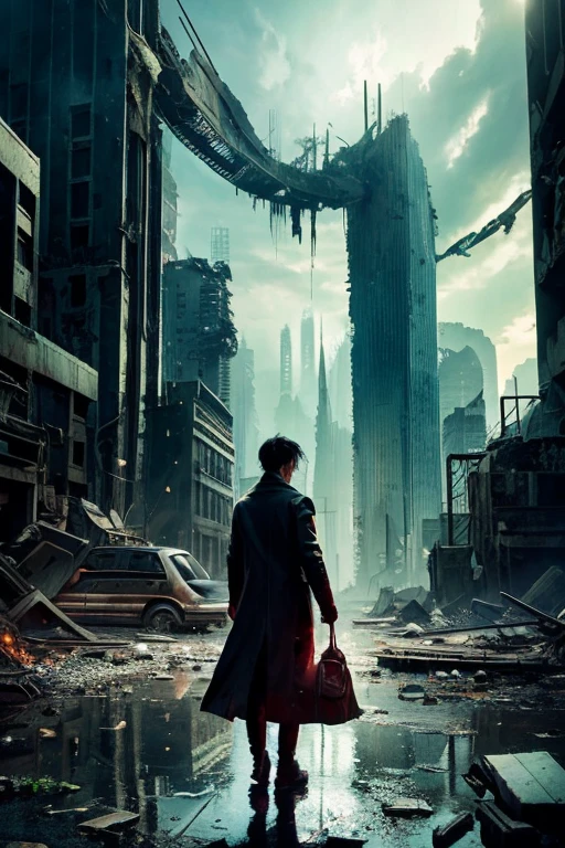highest quality、A ruined futuristic city、dim、Surrealism