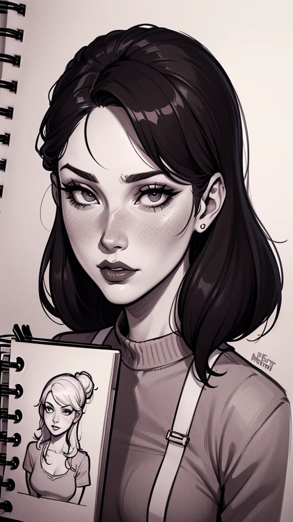 Sketchbook lineart stamps have a sketchy style ( desenho de uma mulher com umae cabelo preto, estilo de arte de charlie bowater, arte do personagem charlie bowater, desenhado no estilo digite germe, Estilo Charlie Bowater, digite germe. alto detalhe, digite germe style, retrato de personagem em close, digite germe portrait, style digite germe, Neoartcore e Charlie Bowater The stamps have a sketchy style Sketchbook 