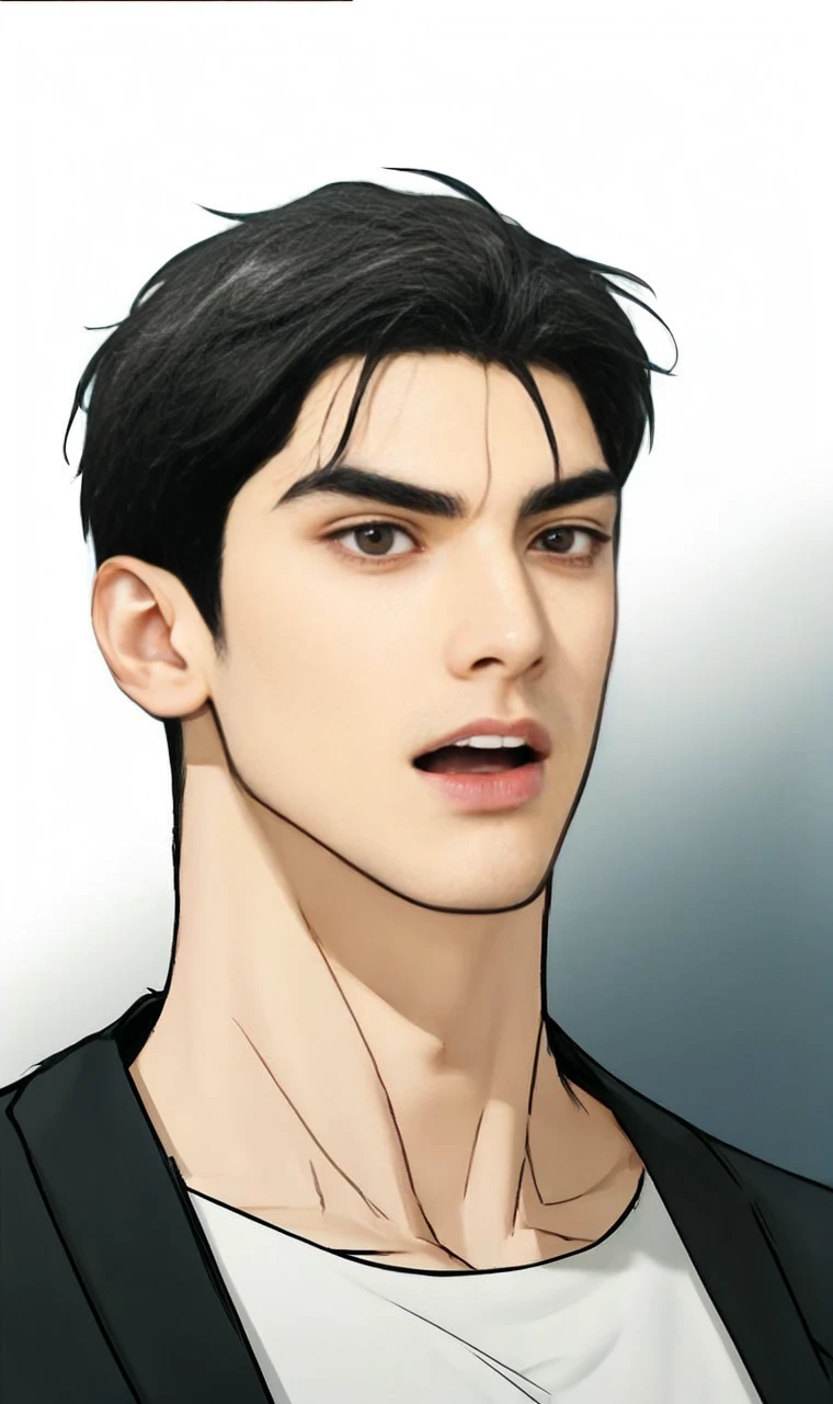 masterpiece, 1boy, young, handsome, black hair, undercut hair, perfect face, detailed eyes and face,black eyes, blazer, clean shaved, muscular, capturing a rural atmosphere, dynamic lighting, unreal engine 5