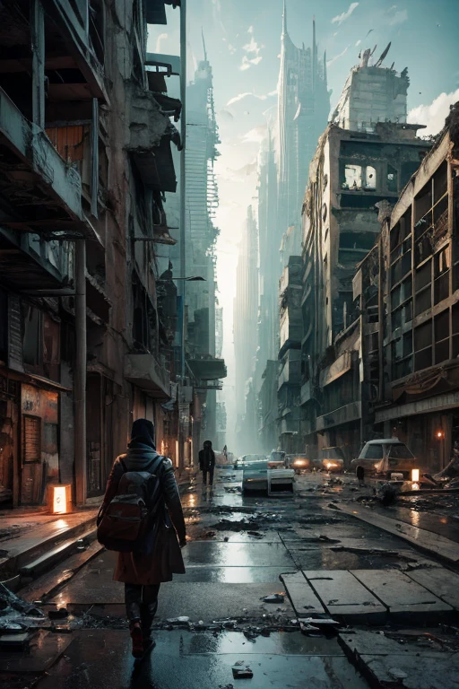highest quality、A ruined futuristic city、dim、Surrealism