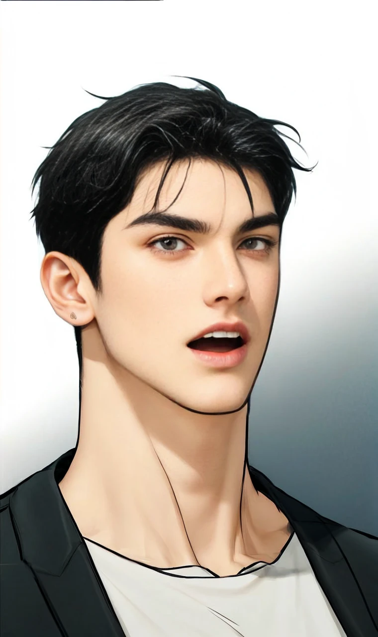 masterpiece, 1boy, young, handsome, black hair, undercut hair, perfect face, detailed eyes and face,black eyes, blazer, clean shaved, muscular, capturing a rural atmosphere, dynamic lighting, unreal engine 5