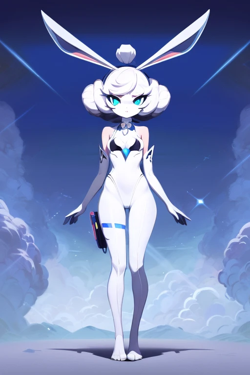 Cartoon animal design, Flat style cute rabbit full body photo, Simple but still stylish, Fresh flat style, Cyberpunk elements are used freely, The front shows a charming and cute posture, Feet down，Pose cute