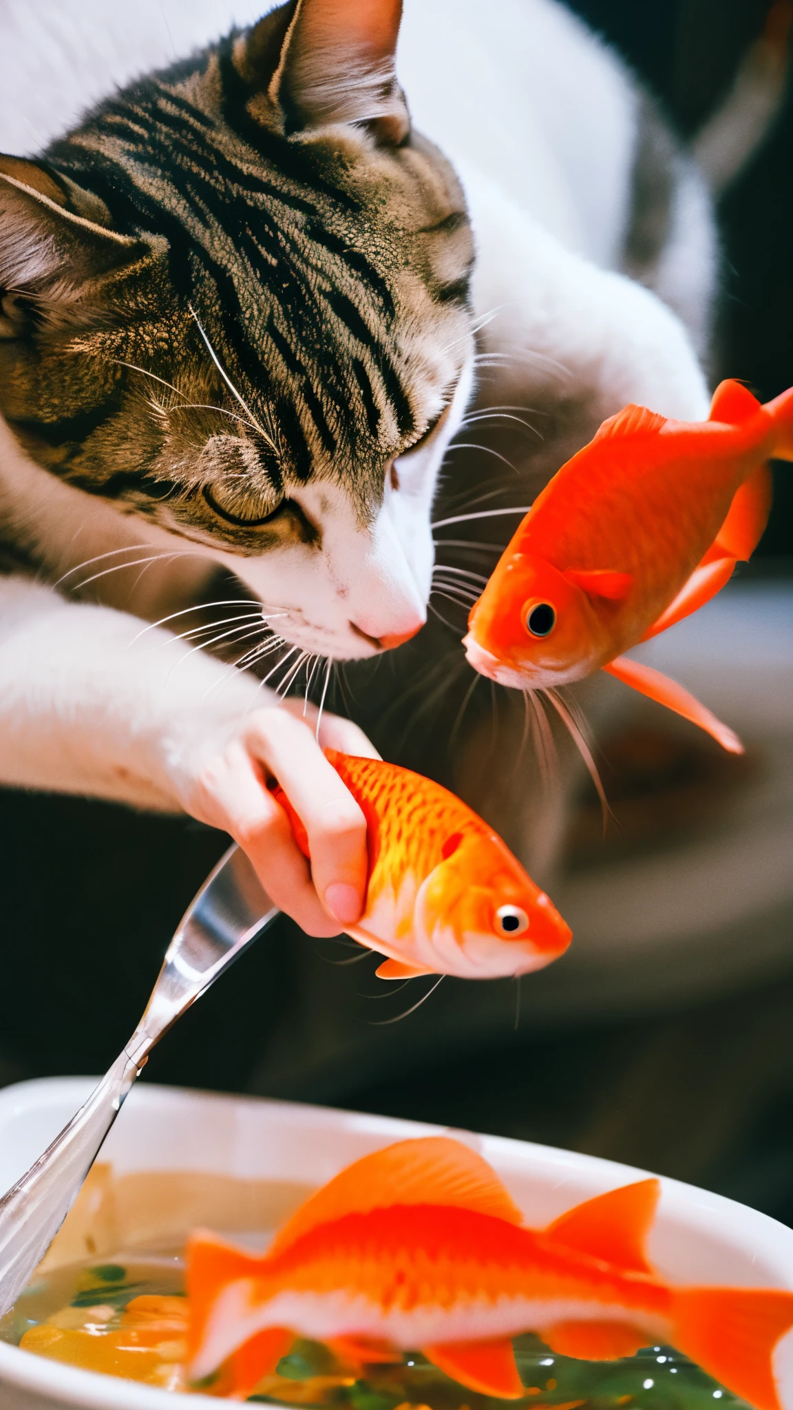 Cat,festival,Goldfish scooping,high resolution,