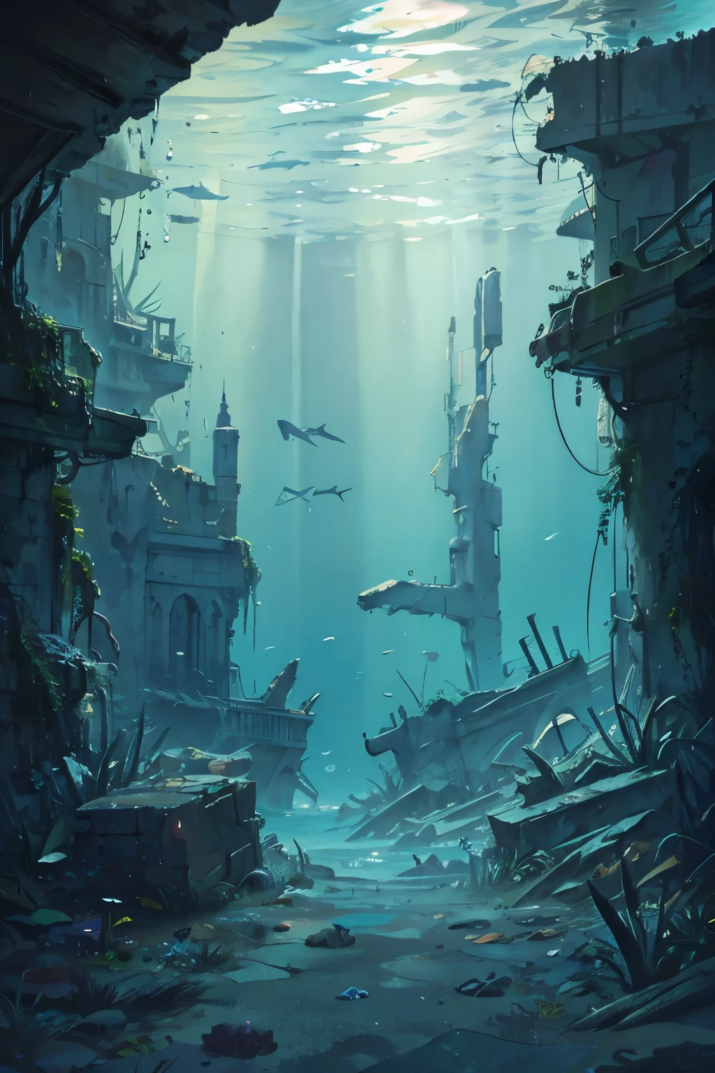 underwater, ruin