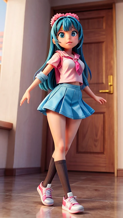 Cute high school girl,one person,3D character,anime character,cartoon rendering,dancing hip hop