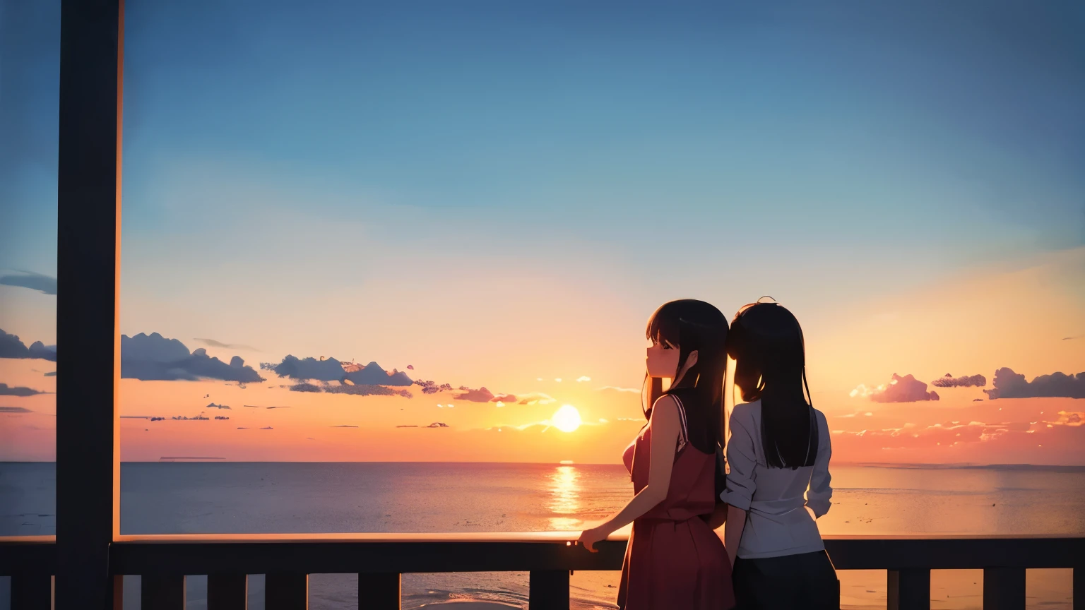 Best Sunset view in earth, there are 2 beautiful girl