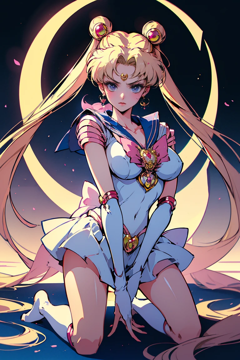 ((masterpiece, highest quality, Highest image quality, High resolution, photorealistic, Raw photo, 8K)), ((Extremely detailed CG unified 8k wallpaper)), (huge stunning goddess shot, very hot and sexy, jaw-dropping beauty, perfect proportions, beautiful body, slim body beauty:1.4), Woman taking pictures in sailor suit, sailor moon, sailor moon style, sailor moon. Beautiful, Inspired Sailor Moon, Sailor Moon, official art, Sailor Moon aesthetic, official anime artwork, magical girl anime magical girl, anime princess, magical girl style, high quality artwork, magical girl kneeling before giant crescent moon, one hand on waist, 