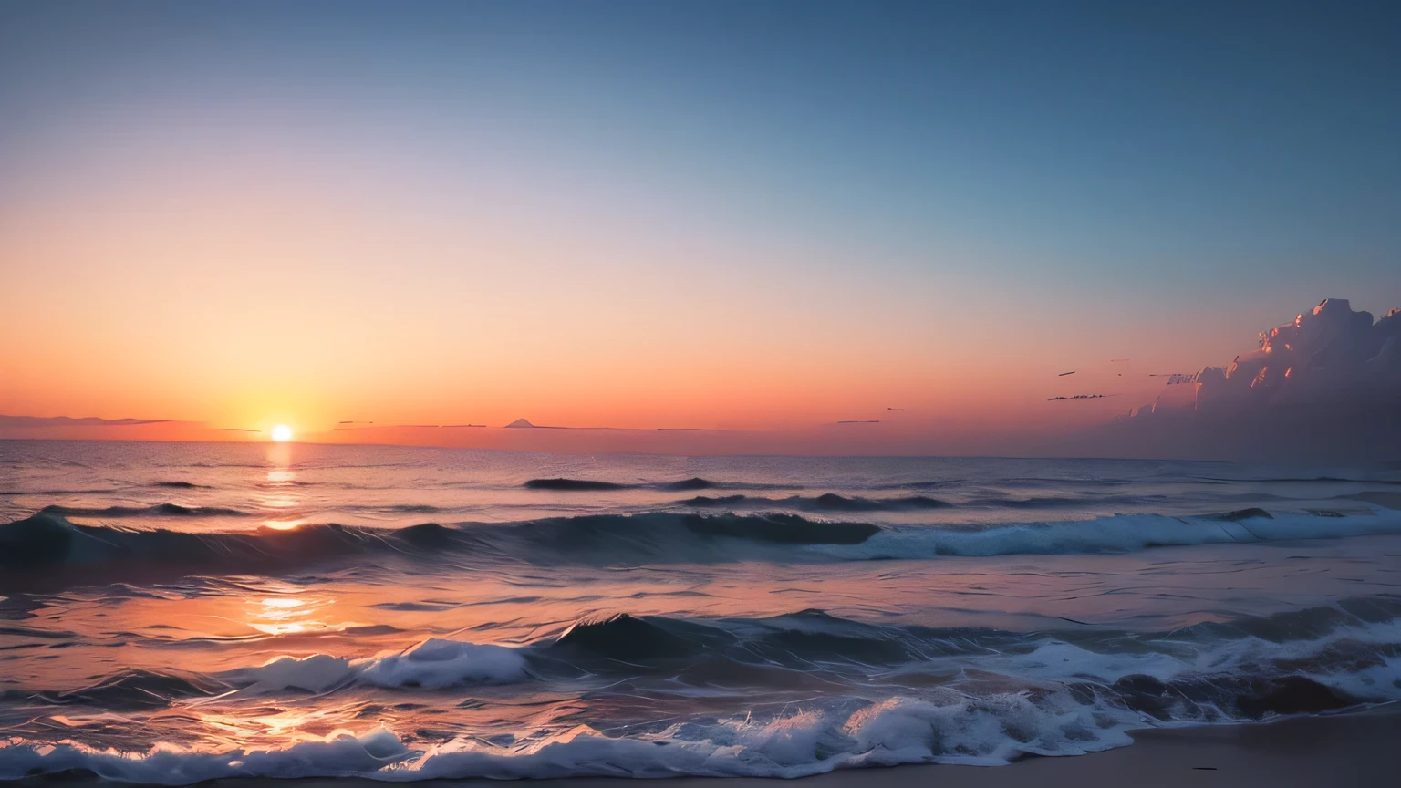 Beautiful sea in the sunset with clear sky