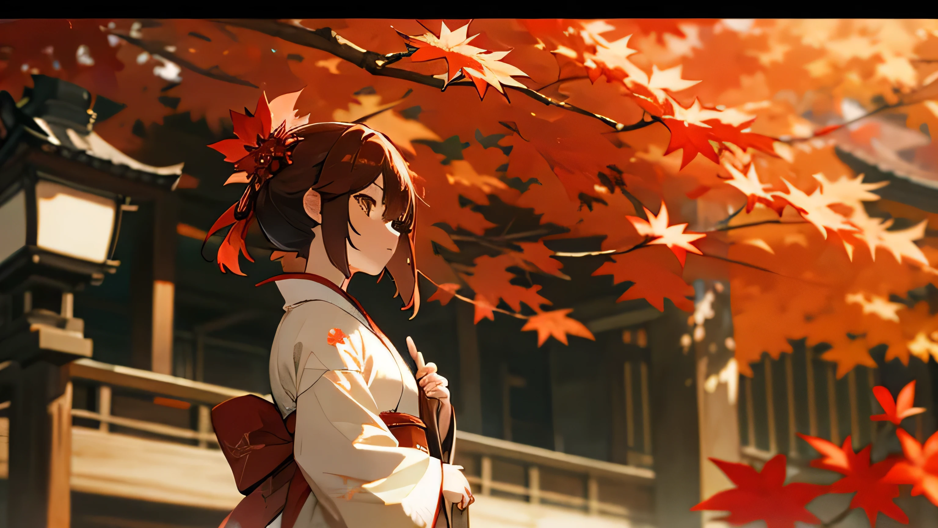 anime kimono girl Kyoto Maple