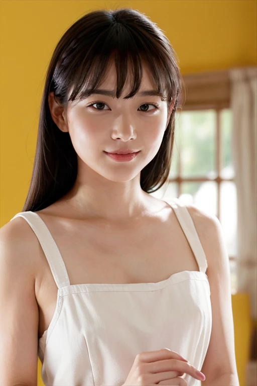 Medium Size Display, Medium Shot, Written boundary depth, bust, Upper Body, Movie angle, masterpiece, highest quality, Very detailed, CG, 8k wallpaper, Beautiful Face, Delicate eyes, Otome, alone, smile, Divide the salad、cute、Pink Apron