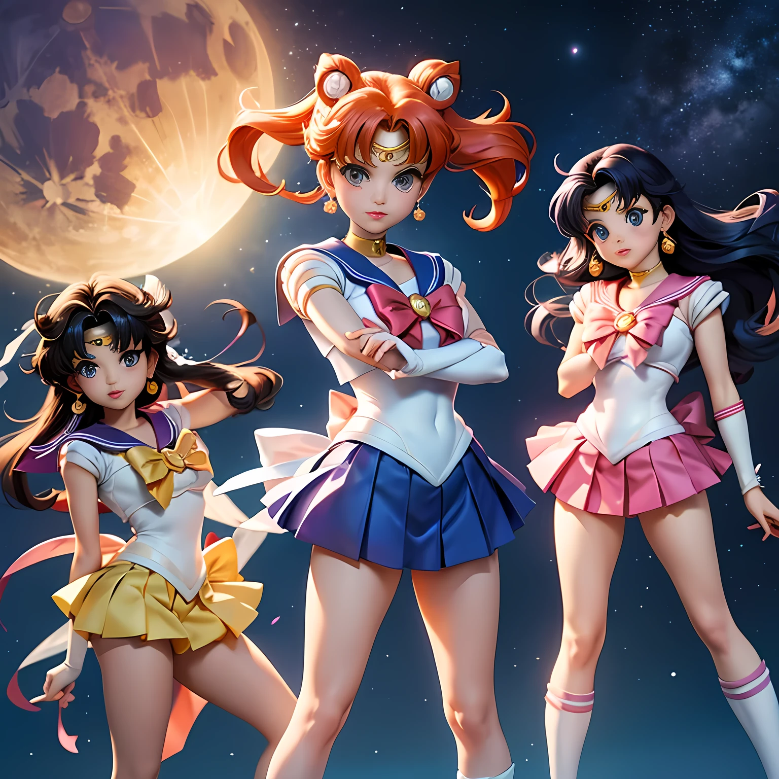 Sailor Moon、Sailor Mercury、Sailor Venus、Sailor Mars、Sailor Jupiter、Sailor Saturn