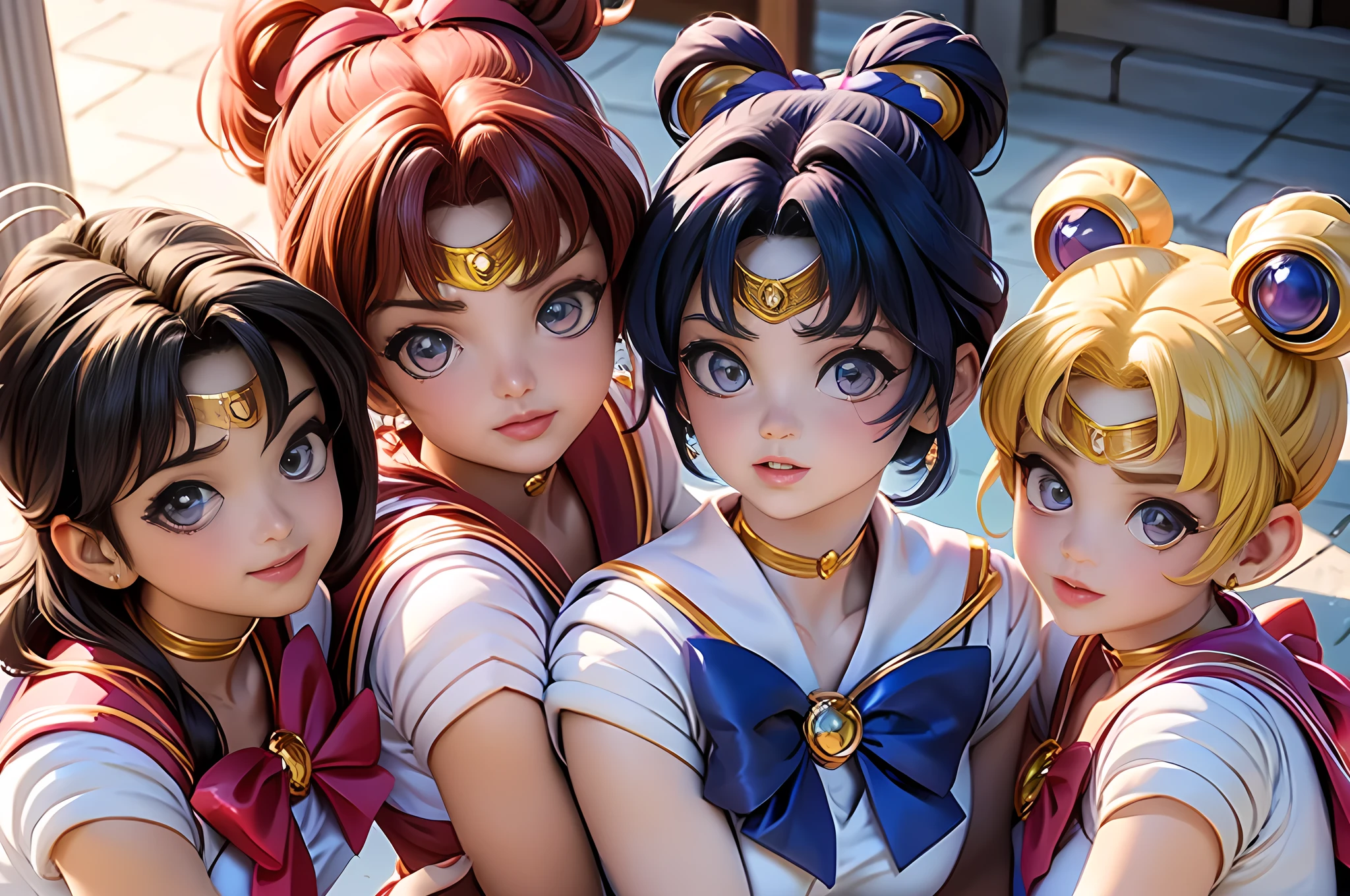 Sailor Moon、Sailor Mercury、Sailor Venus、Sailor Mars、Sailor Jupiter、Sailor Saturn