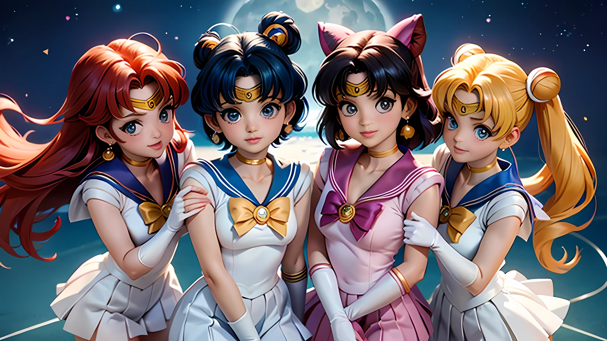 Sailor Moon、Sailor Mercury、Sailor Venus、Sailor Mars、Sailor Jupiter、Sailor Saturn