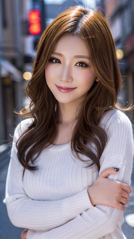 (Cowboy Shot、highest quality、8k、Award-winning works、Ultra-high resolution)、One beautiful woman、(The perfect and most natural red long sleeve casual sweatshirt:1.1)、(blonde:1.1)、Bright color contacts、Perfect Makeup、(Very heavy makeup:1.2)、(Deep pink around the eyes:1.1)、Beautiful bright eyeshadow、Heavy makeup around the eyes、(Huge breasts:1.2)、Very long wavy hair、(Romantic affection:1.1)、The best smile when you see me、(Most of them emphasize the body line.:1.1)、(Strongly blurred vibrant Harajuku city background:1.1)、(Strongly blurred background:1.1)、Accurate anatomy、Ultra HD Hair、Ultra-high definition beauty face、Ultra HD Hair、Ultra-high definition sparkling eyes、輝くUltra-high resolutionの美肌、((White masks to protect against coronavirus))