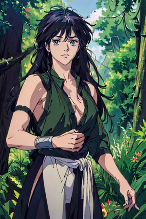 Nico robin tear her clothes only her bra and panties where left on her body and her body turns even more green