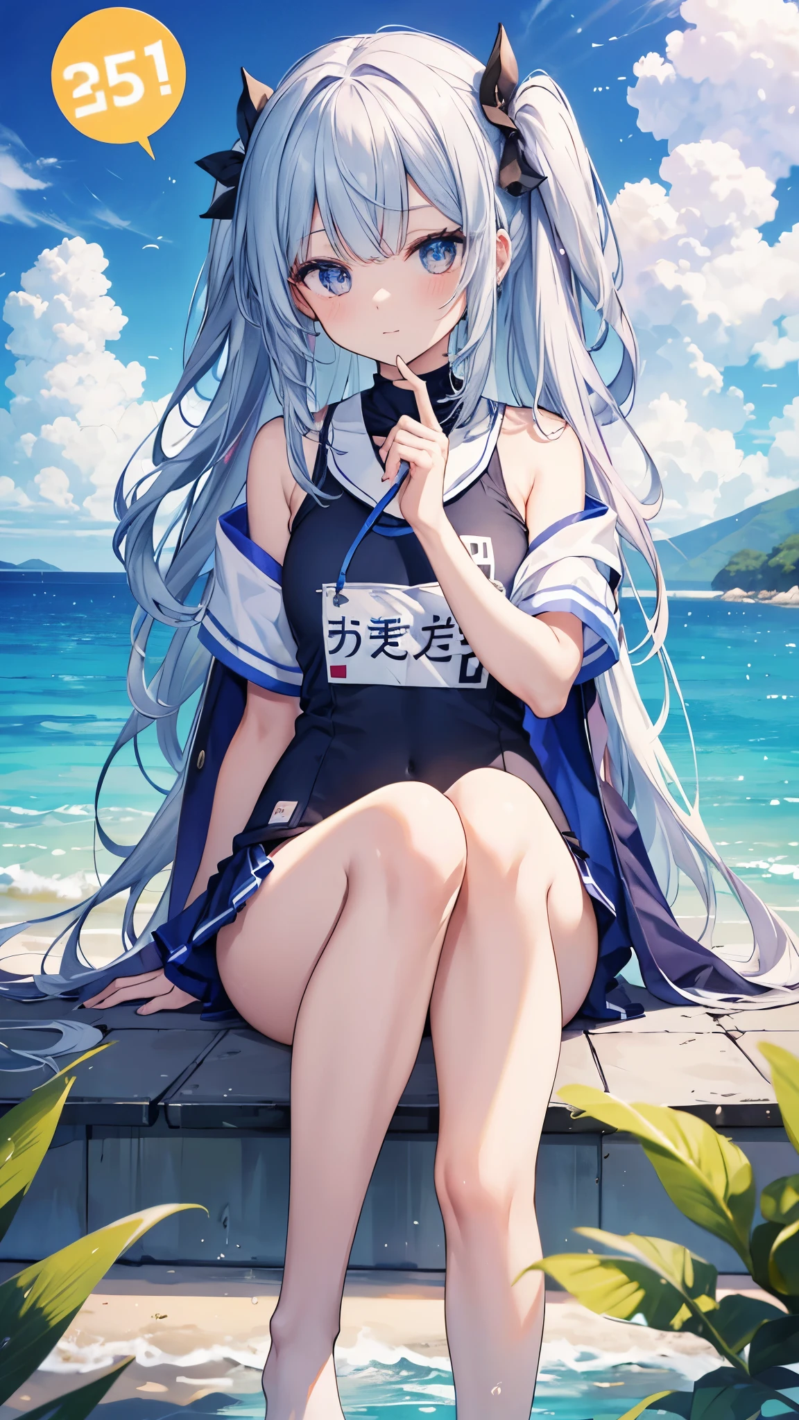 (masterpiece:1.7),(8k ultra-clear:1.5),(depth of field:1.8),(Bright lighting:1.5),(Rich Composition:1.6),(Rich background:1.6),(full_shot:1.3),(Bright colors:1.3),(exposure:1.3),huge filesize:1.5,(Multi-layered Composition:1.4),(Best background details:1.66),(Deepening Contour:1.2),(Masterpiece),(Best quality),(Extremely Detailed CG Unity 8k Wallpaper),(high resolution),
Firefly,1girl,(solo:1.3),(hair bow:1.1),(black hairband:1.1),(Grey hair:1.2),blush,shy,(school_uniform:1.3),white pantyhose noshoes legs,
white dress,([coral  hairpin]),happy,bubble,(fish:1.2),sand,seabed,(flower:1.2),(leaf:1.2),(cloud:1.2),(day:1.3),(sky:1.2),Outdoor,Daytime,