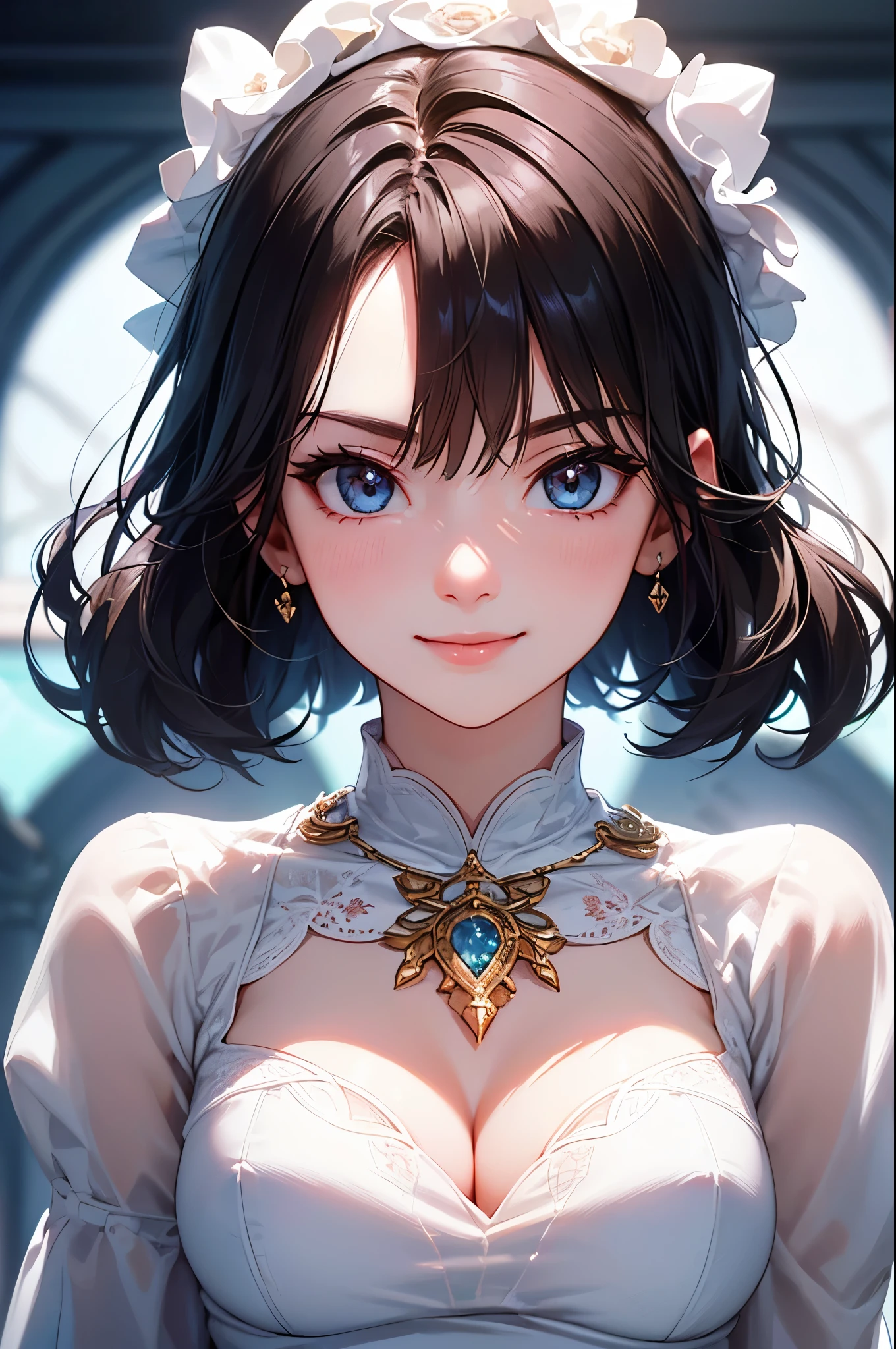 ((Biologically correct limb count))、(( Illustrations including faces))、4K、Masterpiece、((Focus on the face))、((Symmetrical, well-proportioned facial features))、Eyes with delicate depictions、Beautiful woman、Outstanding style、Slender Body、(shirt、High heels、((skirt)))、(Looking up、smile)、((Upper body close-up))、The background is a concert hall、((Realistic photo))、profile、((Fantastic photos)))、live、Idol