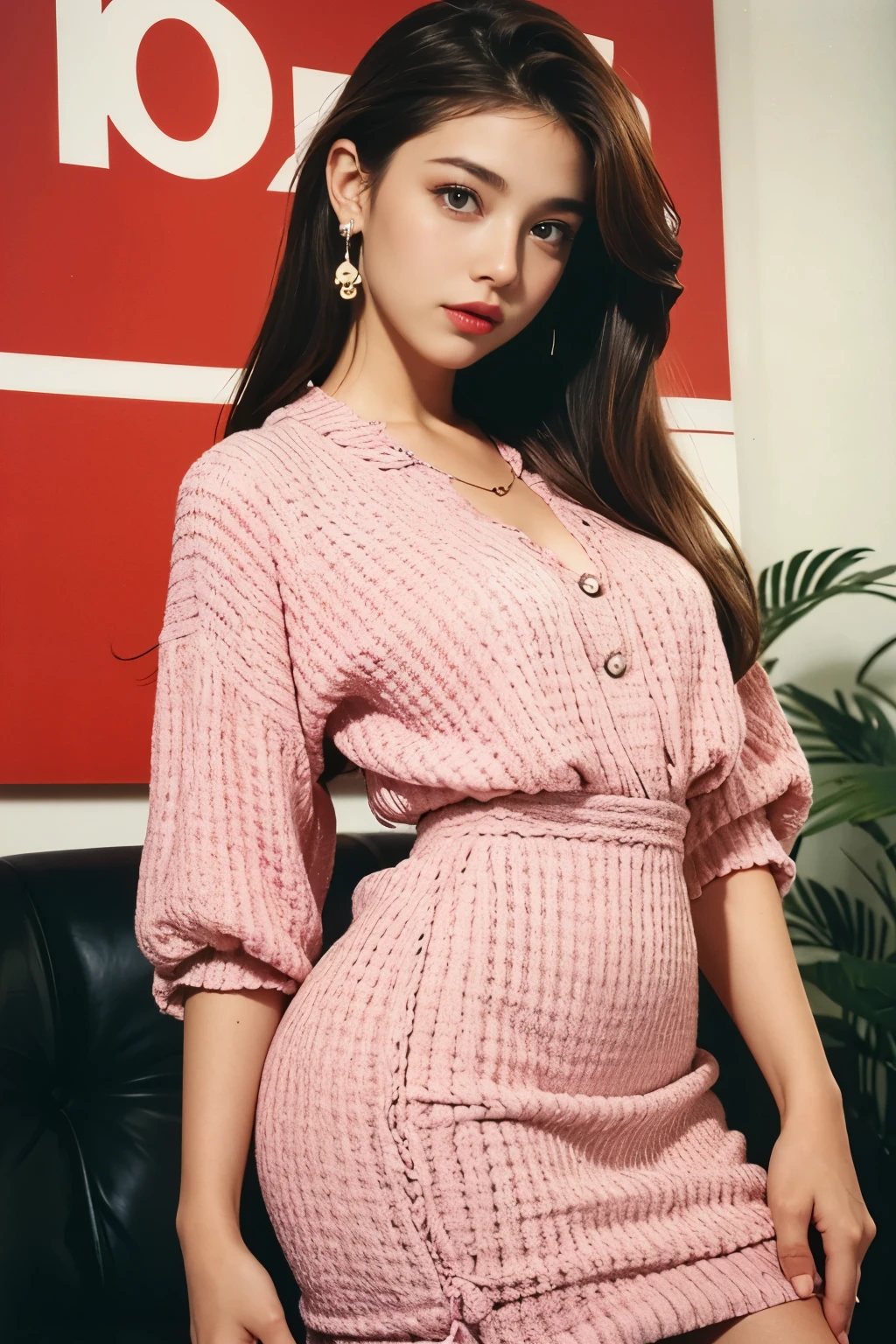 Beautiful woman in a 90s retro dress, Fashion Magazines,