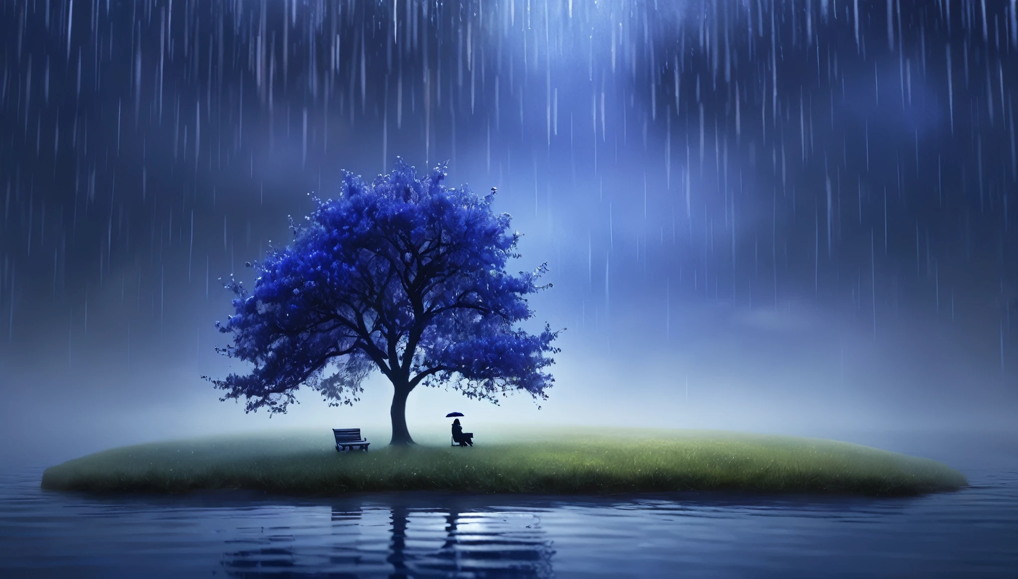 Rainy day background, Miniature illumination style, Igor Zenin, Light bronze and indigo, Pegi Nicole MacLeod, Calm your mind、Introspective aesthetics, Fascinating lighting, Joel Robison