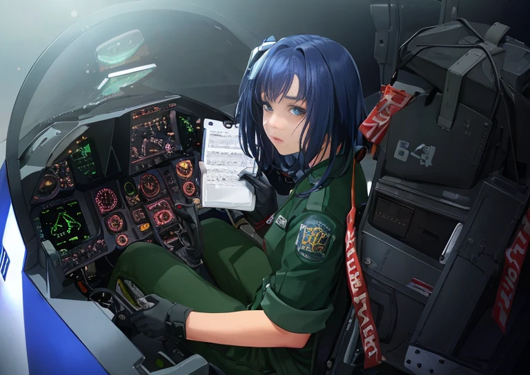 (((Just One))), (((just one face))), In the cockpit, precision machine, Beautiful woman wearing a Gundam pilot suit and sitting in the cockpit, Movie Scenes, 8K quality, (((whole body))), (masterpiece), Realistic, young and cute anime woman, Beautiful Face, sunlight, Cinematic Light, One beautiful woman, Beautiful dark eyes, Milk beige medium hair , Perfect Anatomy, very cute, Princess Eyes, (Iris), intermediate image, style, Bioluminescence, Life size 8 sizes, 8K resolution, Human hand, Strange perfection, elegant, Near perfect, dynamic, Highly detailed character sheet, Concept Art, smooth placement, Amazingly beautiful girl in her 20s, detailed hairstyles, (((Determined and dignified eyes))), (((In front of the girl are many musical instruments that emit a faint light.)))