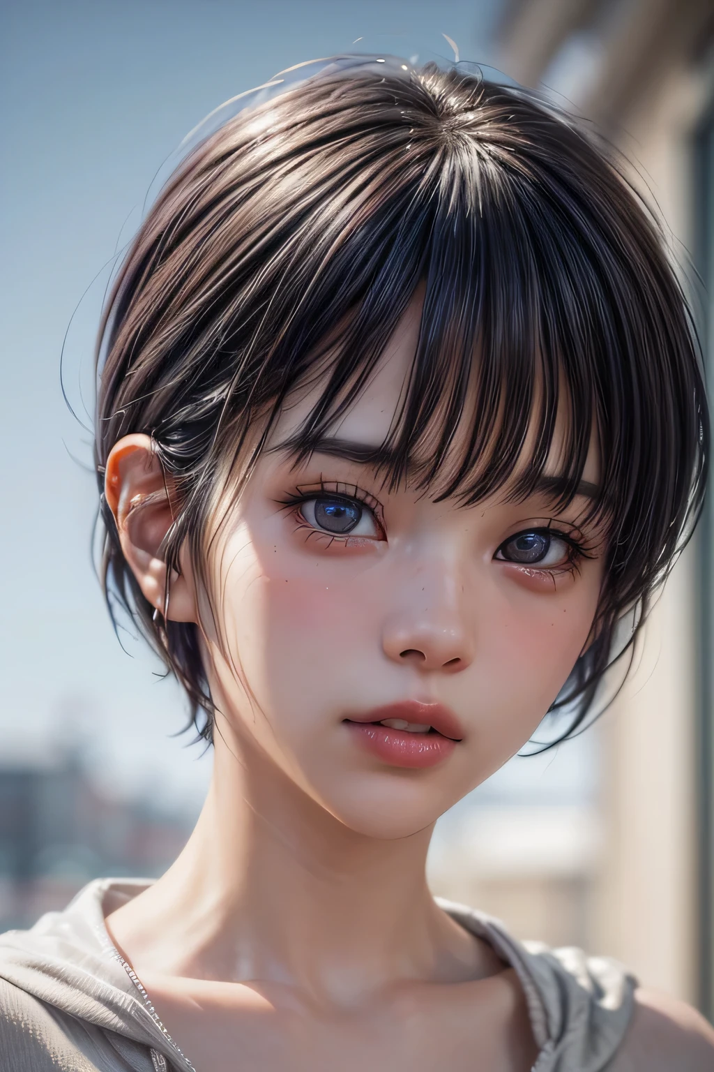 (NSFW:-1.5), (masterpiece:1.3), (8k, photorealistic, RAW photo, best quality: 1.4), 
cinematic lighting, 
(1girl), beautiful face, (realistic face), 
beautiful hairstyle, (short hair :1.5),
realistic eyes, beautiful detailed eyes, 
(realistic skin), beautiful skin, 
(hoodie without a hood), 
absurdres, attractive, 
ultra high res, ultra realistic, highly detailed, 
golden ratio,  aina, 