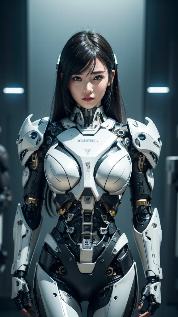 Textured skin, Super Detail, Attention to detail, high quality, 最high quality, High resolution, 1080p, hard disk, beautiful,(cyborg),beautiful cyborg woman,Mecha Cyborg Girl,Battle Mode,Girl with a mechanical body.A powerful cyborg woman, sleek and futuristic, with advanced mechanical augmentations that enhance her strength and capabilities.