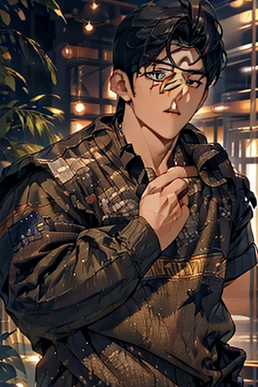very highest quality, masterpieces, 4k, very finely detailed, detailed eyes, very detailed face (handsome, masculine, adult male, nice broad shoulders dark brownish hair, longish hair, shaggy hairstyle, messy hair))Young perfect Korean males with perfect well built bodies chiseled sculpted sculptured looks features detailed with 80s look nothing abnormal