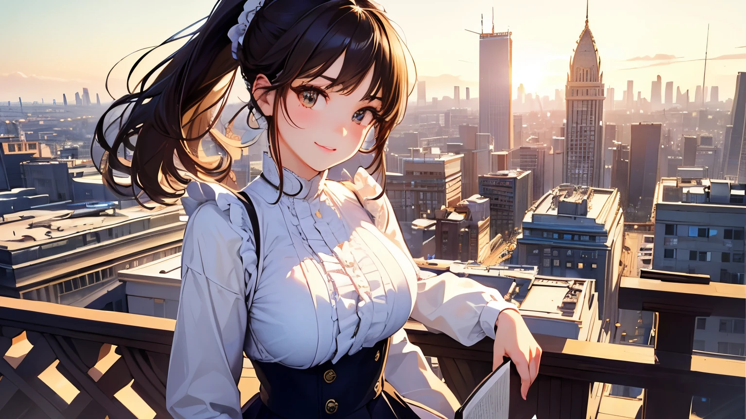 highest quality、High resolution、Detailed Background、(Beautiful face in every detail:1.4)、Anatomically correct、(Detailed facial expressions)、(Fine grain:1.2)、Teenage Beauty、(Highly detailed face:1.4)、(Huge breasts:1.2)、Light-colored hair、Bobcut、ponytail、Braided long hair、well-groomed eyebrows、Perfect body line、Big smile、(Retro cityscape and girls:1.5)、Clean atmosphere、Picturesque landscapes,Female,whole body,I have a book,
Pleated and flared skirts are recommended.、Matching frills with accessories will create a unified look..、
Pair it with white items for a clean look.、cute,Reading a book,Attractive legs,Female